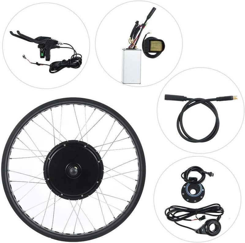 woobles Ebike Conversion Kit, 72V 3000W Electric Bicycle Kit, 26" Rear Wheel E-Bike Cycle Motor Conversion Kit Hub Motor Wheel with Intelligent Controller, LCD Display(2#) - Image 2